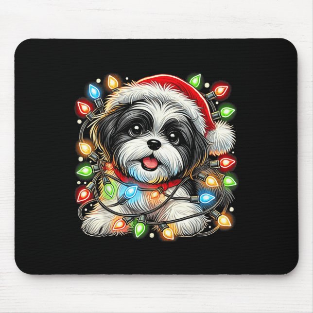 Merry Christmas Xmas Shih Tzu Santa Dog Men Women  Mouse Pad (Front)