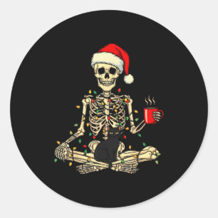 Merry Christmas Xmas Skull Skeleton Funny Matching Classic Round Sticker