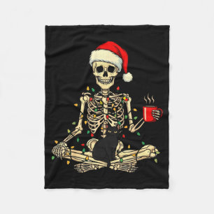 Merry Christmas Xmas Skull Skeleton Funny Matching Fleece Blanket
