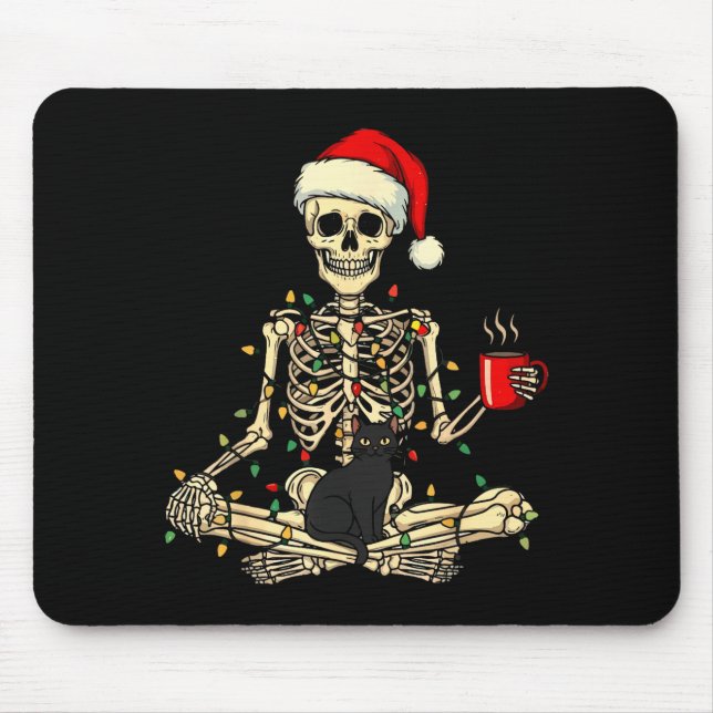 Merry Christmas Xmas Skull Skeleton Funny Matching Mouse Pad (Front)