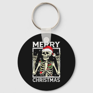 Merry Christmas Xmas Skull Skeleton Funny Men Wome Key Ring