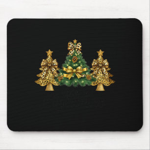 Merry Christmas Xmas Tree Leopard Print Coquette B Mouse Pad