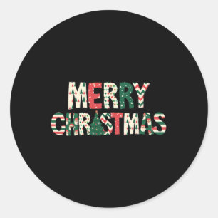 Merry Christmas Xmas Tree Santa Claus Family Pajam Classic Round Sticker