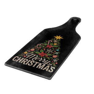 Merry Christmas Xmas Tree Vintage Holidays Cutting Board