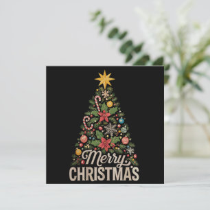 Merry Christmas Xmas Tree Vintage Holidays Holiday Card