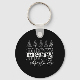 Merry Christmas Xmas Trees Family Matching Pyjamas Key Ring