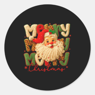 Merry Christmas Xmas Vibes Santa Latch Hook Yarn C Classic Round Sticker