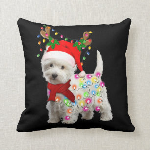 Merry Christmas Xmas Westie Dog Reindeer Cosplay Cushion