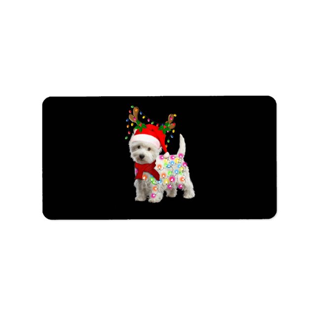 Merry Christmas Xmas Westie Dog Reindeer Cosplay Label (Front)
