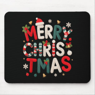 Merry Christmas Xmas Yarn Crochet Knitting Quilter Mouse Pad