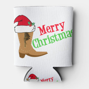 Merry christmas y all texas cowboy holiday can cooler