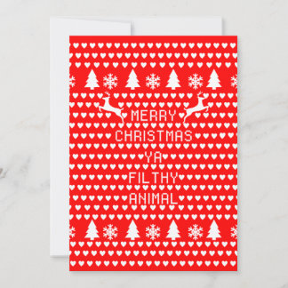Merry Christmas Ya Filthy Animal Geek Christmas Invitation
