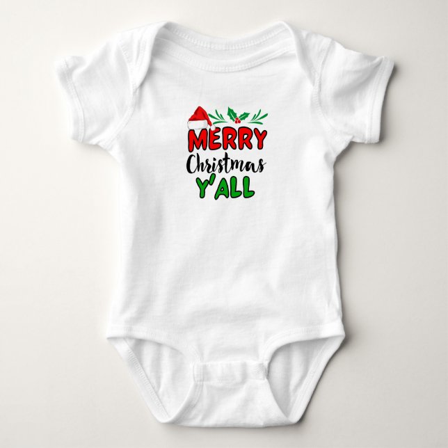 Merry Christmas Y'all Baby Bodysuit (Front)
