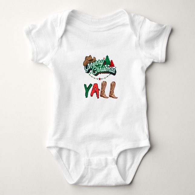 Merry Christmas Yall Baby Bodysuit (Front)