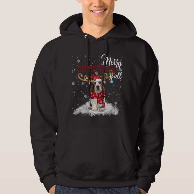 Merry Christmas Y'all Basset Hound Christmas Ornam Hoodie (Front)