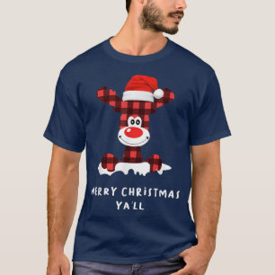 Merry Christmas Ya'll Buffalo Red Plaid Reindeer S T-Shirt