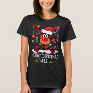 Merry Christmas Ya'll Buffalo Red Plaid Reindeer S T-Shirt