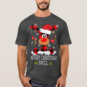 Merry Christmas Yall Buffalo Red Plaid Reindeer Sa T-Shirt