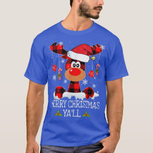 Merry Christmas Yall Buffalo Red Plaid Reindeer Sa T-Shirt