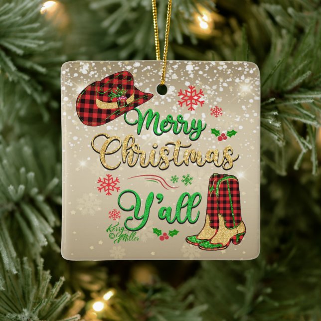 Merry Christmas Y'all Christmas Ornament (Tree)