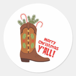 Merry Christmas Yall Classic Round Sticker