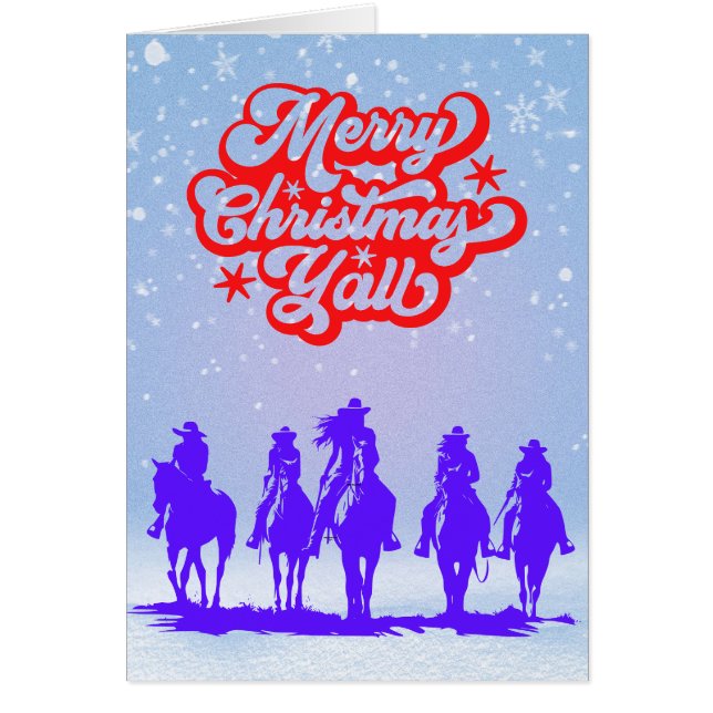 Merry Christmas Y'all! Cowgirls Horses (Front)