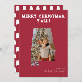 Merry Christmas Y'all Crimson Alabama State Photo Holiday Card
