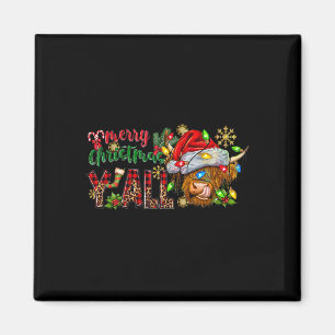 Merry Christmas Y'all Cute Highland Cow Christmas  Magnet