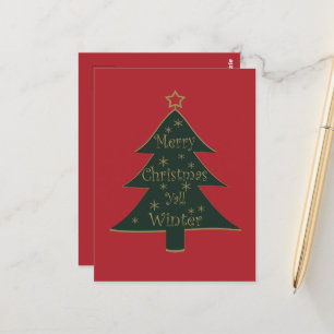 Merry Christmas yall decorated pine tree Postcard