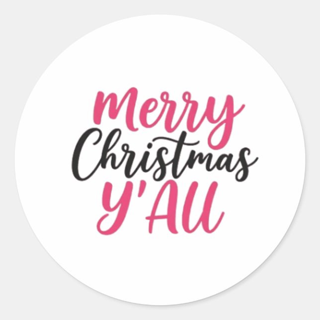 Merry Christmas Y'All Decorative Ceramic Ornaments Classic Round Sticker (Front)