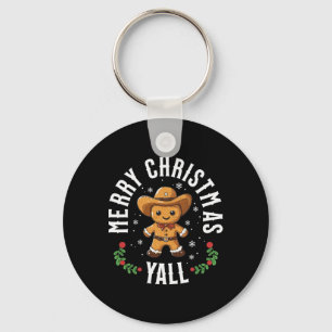 Merry Christmas Yall Gingerbread Cowboy Howdy West Key Ring