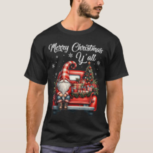 Merry Christmas Yall Gnome Truck Buffalo Plaid Paj T-Shirt