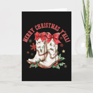 Merry Christmas Y'all Howdy Christmas Boots Cowgir Card