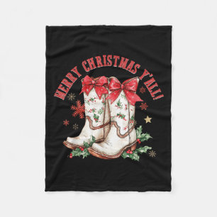 Merry Christmas Y'all Howdy Christmas Boots Cowgir Fleece Blanket