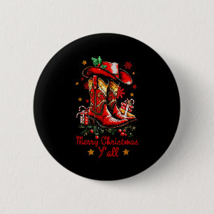 Merry Christmas Yall Howdy Christmas Boots Cowgirl 6 Cm Round Badge