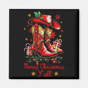 Merry Christmas Yall Howdy Christmas Boots Cowgirl Magnet