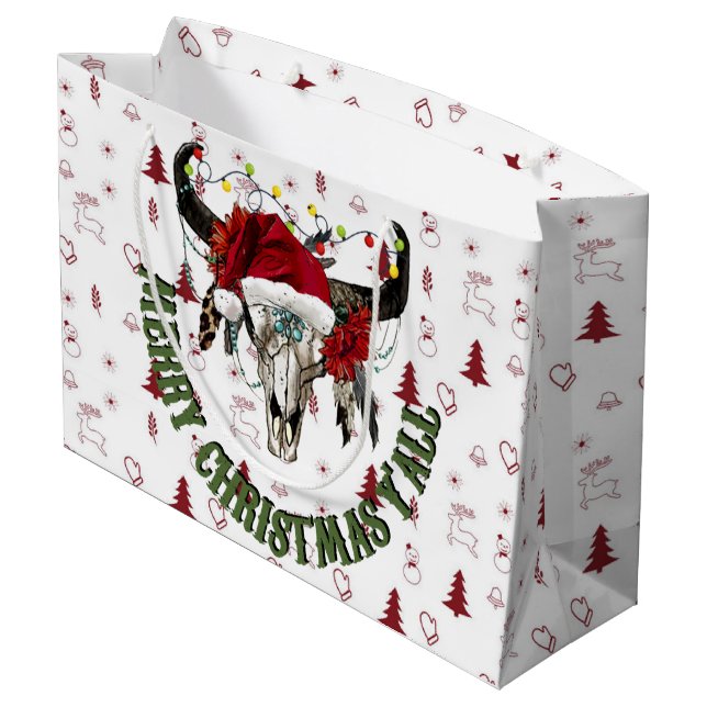 Merry Christmas Y'all Large Gift Bag (Back Angled)
