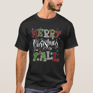 Merry Christmas Yall Leopard Buffalo Plaid Pajama  T-Shirt