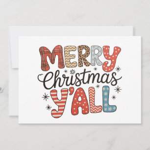 Merry Christmas Y'all Leopard Buffalo Plaid Xmas Invitation