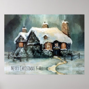Merry Christmas Y'All Marvellous Winter Night   Poster