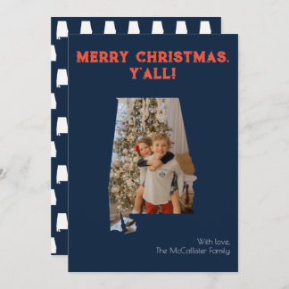 Merry Christmas Y'all Navy Alabama State Photo Holiday Card