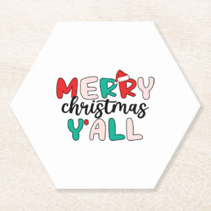 Merry Christmas Y'all Paper Coaster