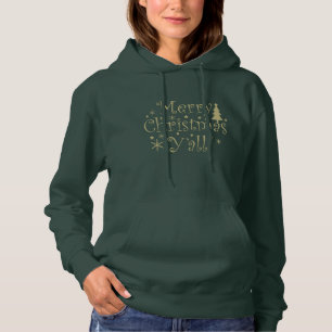 Merry Christmas yall pine tree decorated Hoodie