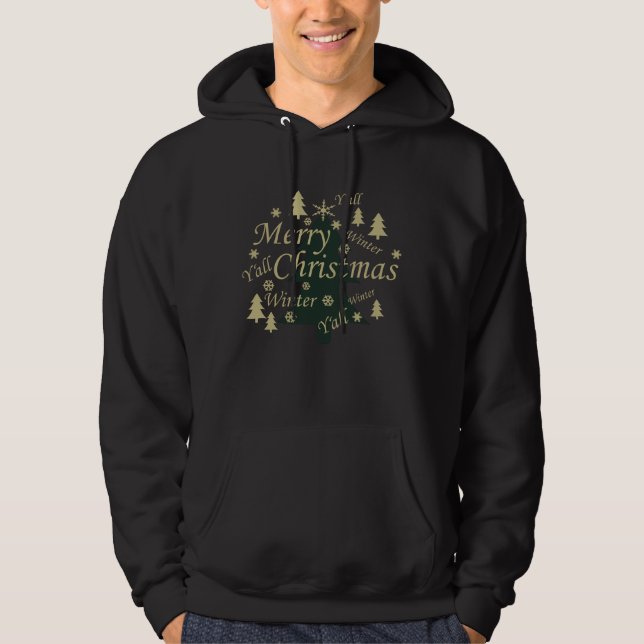 Merry Christmas yall pine tree decorated Hoodie (Front)
