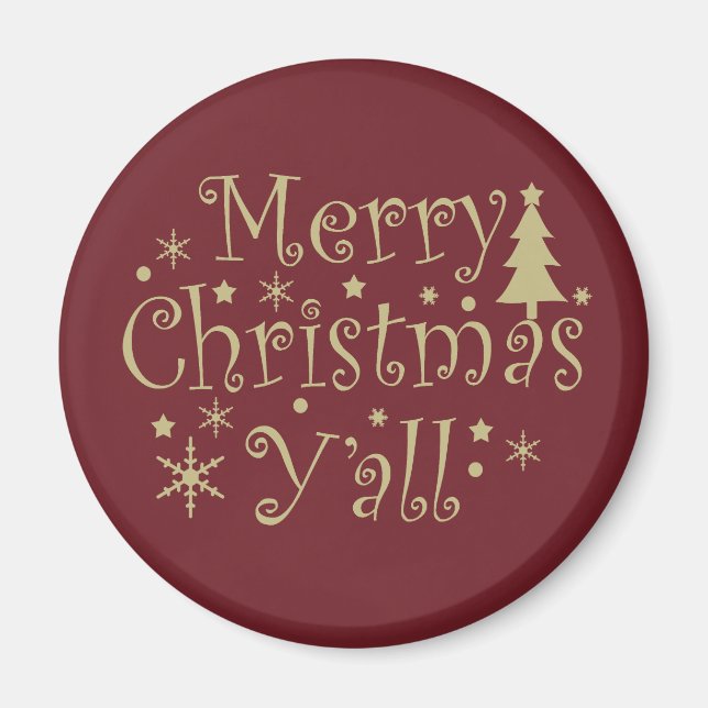 Merry Christmas yall pine tree decorated Magnet (Front)