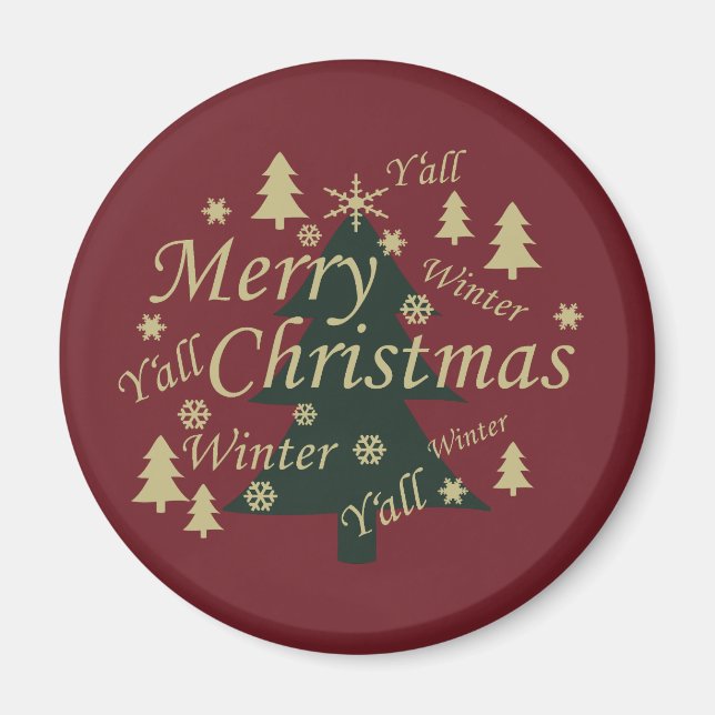 Merry Christmas yall pine tree decorated Magnet (Front)