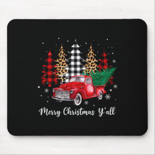 Merry Christmas Y'all Red Truck Christmas Family M Mouse Pad