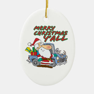 merry christmas yall redneck santa ceramic tree decoration
