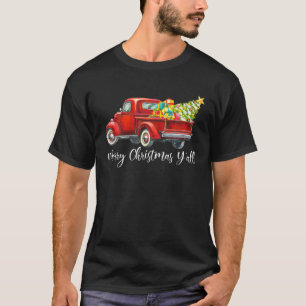 Merry Christmas Y'all Retro Red Truck Christmas Bo T-Shirt