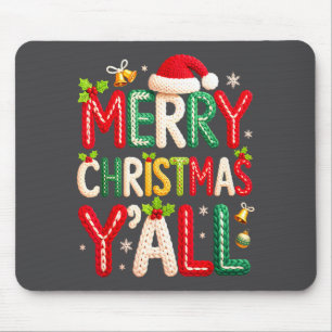 Merry Christmas Y'all Santa Crochet Knitting Quilt Mouse Pad